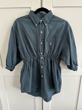 Vintage Ralph Lauren Women’s Button Down Shirt Blue 100% Cotton Size M Preppy